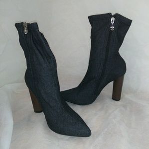 Denim High Heel Platform Boots